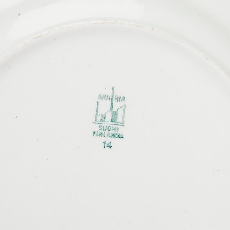 SMÖRBYTTOR, 4 st, och TALLRIKAR, 6 st, fajans, Arabia 1932-49.