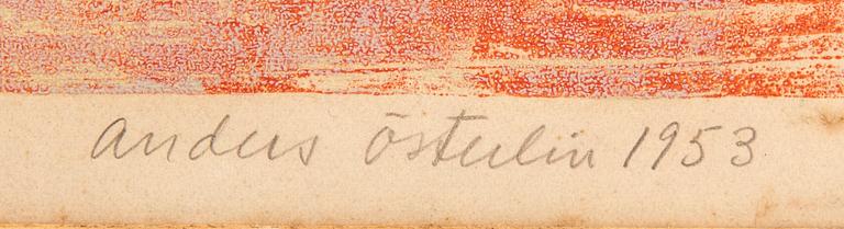 Anders Österlin, träsnitt signerad daterad och numrerad 1953 4/14 et.