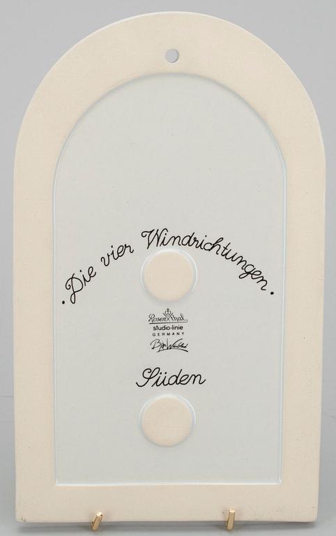ROSENTHAL, SEINÄLAATTOJA, 4 kpl, keramiikkaa, sign. Björn Winblad, Rosenthal, Studio-Linie, Saksa 1900-luvun loppupuoli.