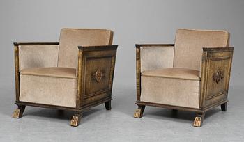A pair of Axel-Einar Hjorth stained birch armchairs, Bodafors, Sweden 1920´s.