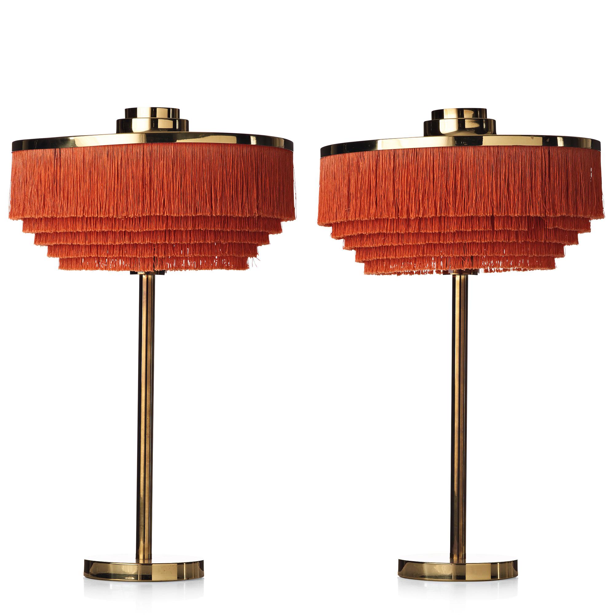 Hans-Agne Jakobsson, a pair of model B 138 brass table lights, Markaryd, Sweden 1960's.