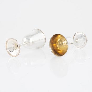 Eight parcel-gilt silver wine goblets, Ingemar eklunds Silversmide, Stockholm, Sweden, 1998.