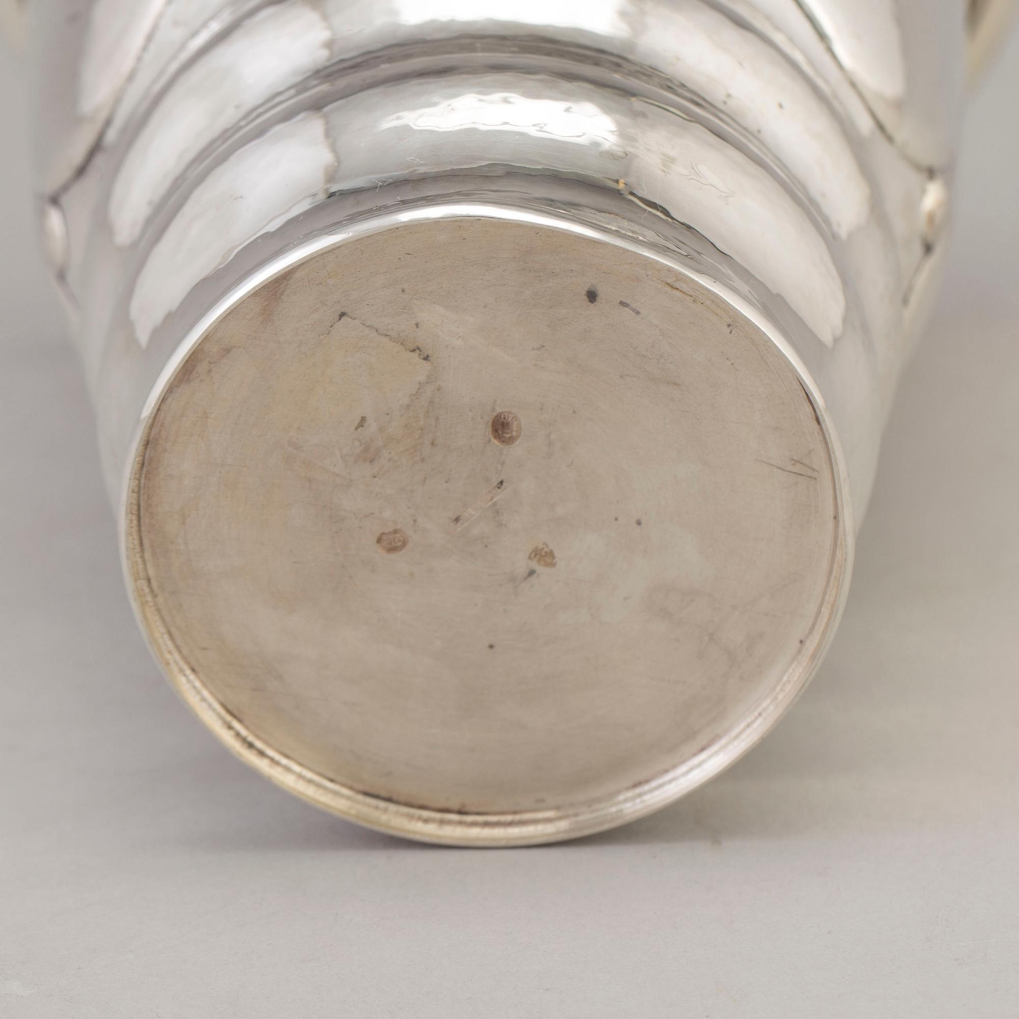 A Danish Art Nouveau parcel-gilt beaker / vase, maker's mark CARL J. S. MØINICHEN, Copenhagen, 1920.