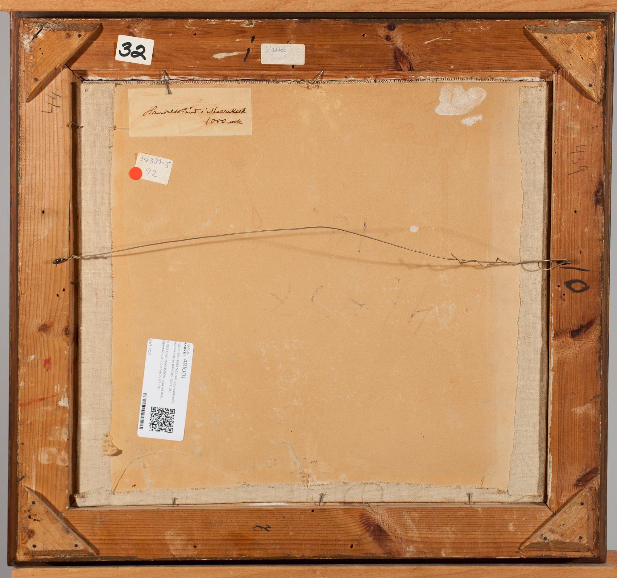 HUGO BACKMANSSON, olja på duk, signerad och daterad 1920.