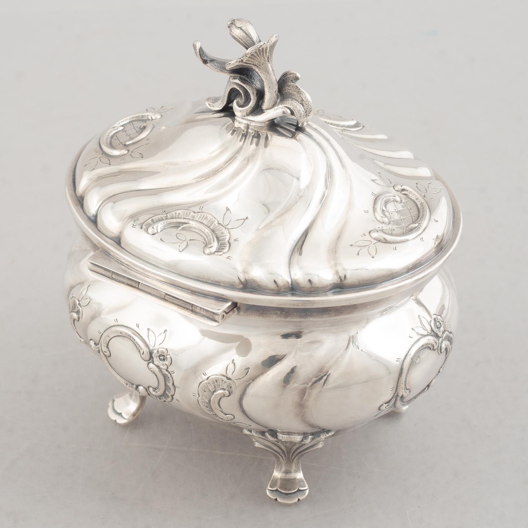 A Three Piece Silver Coffee Service, including mark of CG Hallberg, Stockholm 1961.