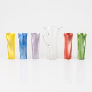Bengt Orup, a "Strikt" pitcher and five glasses, Johansfors, Sweden 1950s.