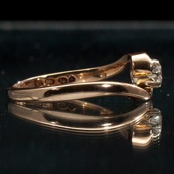 RING, 14K guld, briljantslipad diamant, ca 0,10 ct. Finska kontrollstämplar 1988. Vikt 2,3 g.