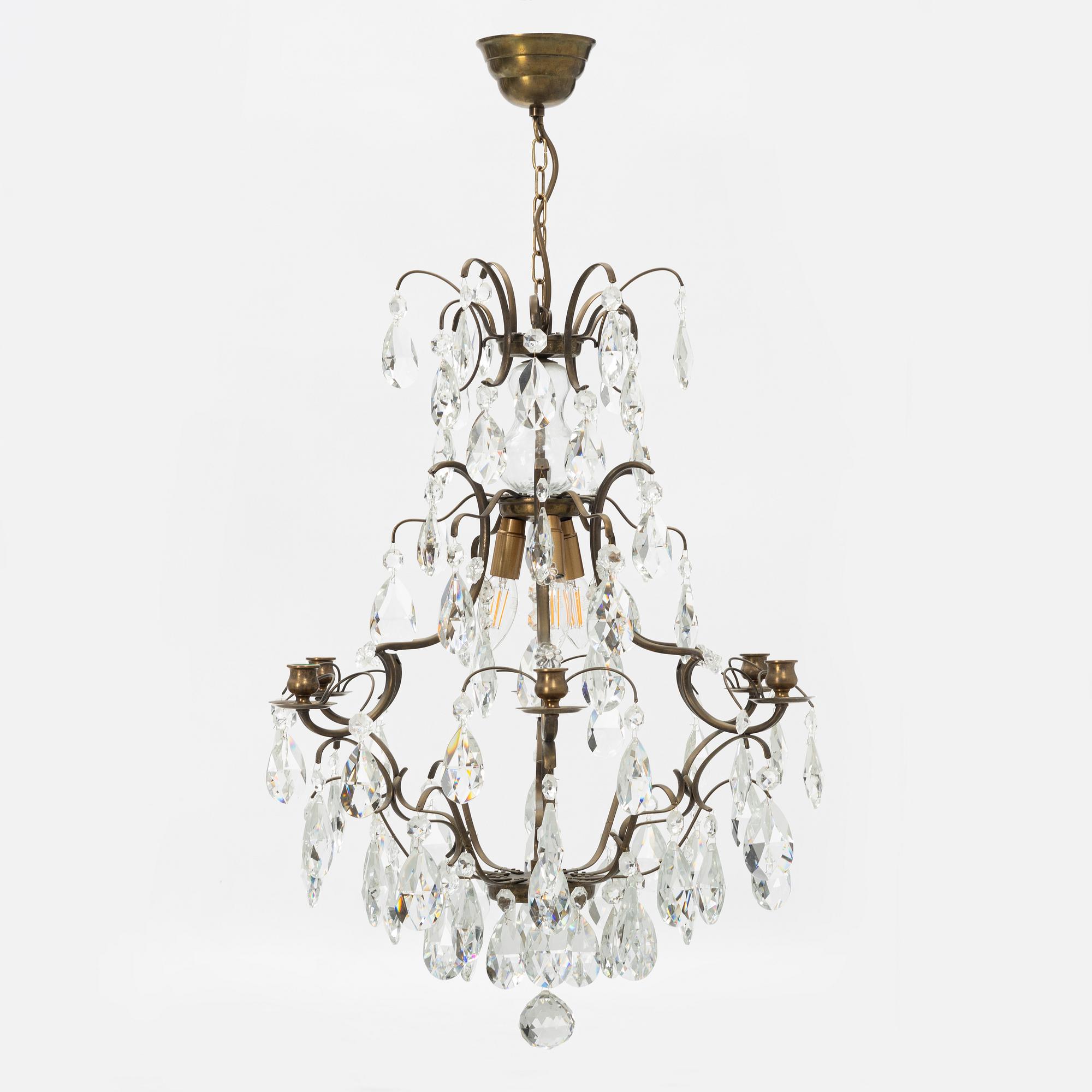 A rococo style chandelier, 20th Century.
