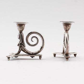 LJUSSTAKAR, 1 par, silver, Blau, empire.