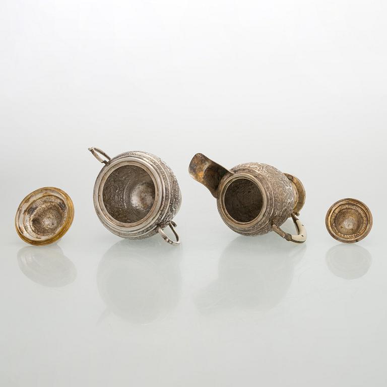 A 5-piece Persian tea service, first half of the 20th century.