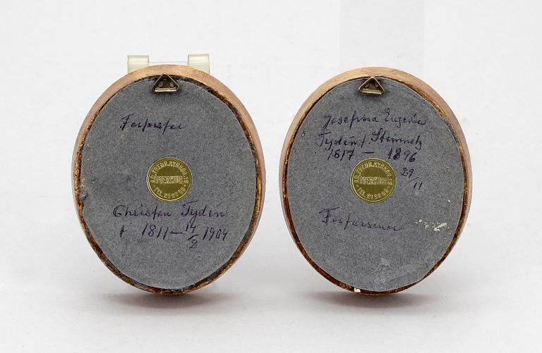 MINIATYRPORTRÄTT, ett par, bemålade tryck, 1800/1900-tal.