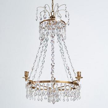 A late Gustavian five-light chandelier.