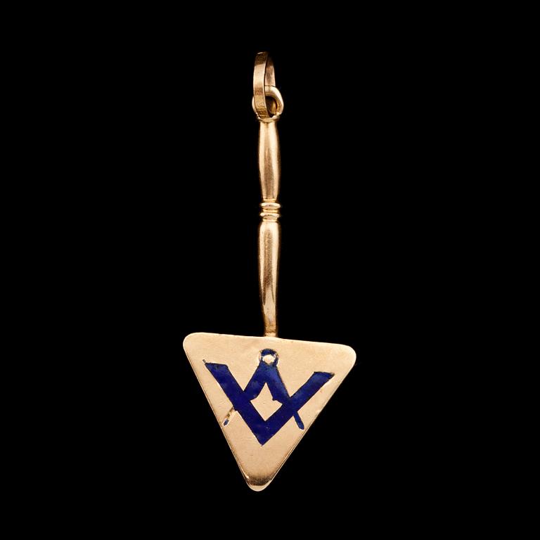 FRIMURARHÄNGE, 18k guld. 1872. 2gr.