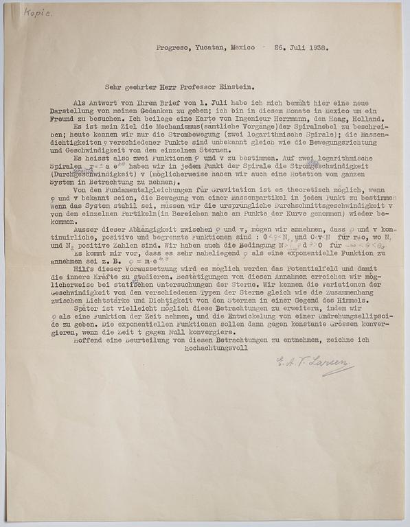Albert Einstein (1879-1955) two letters, signed 1938.