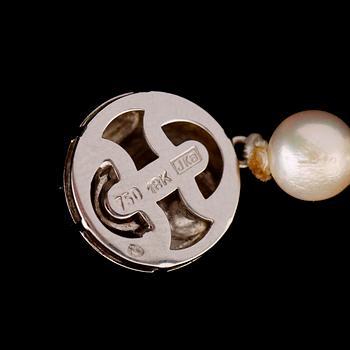 PÄRLCOLLIER, odlade sötvattenpärlor, lås 18 k vitguld.