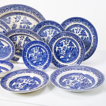 Gustavsberg, servisdelar, 69 st, "Willow", tidigt 1900-tal.