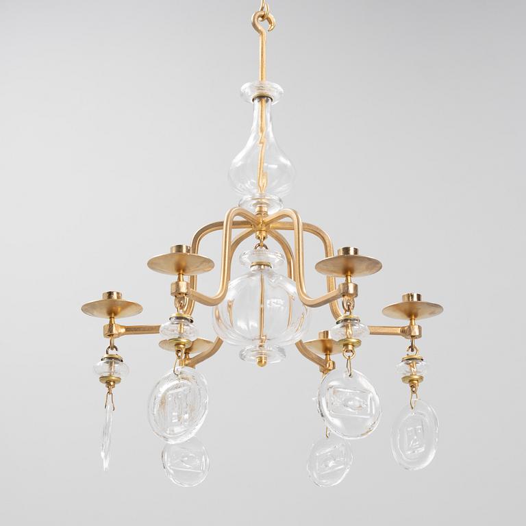 Erik Höglund, a six-light chandelier, late 20th Century.