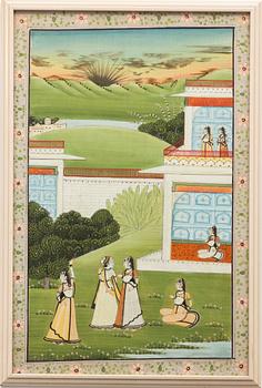 Oidentifierad konstnär, Scen från hovlivet, Indien, 1900-tal.