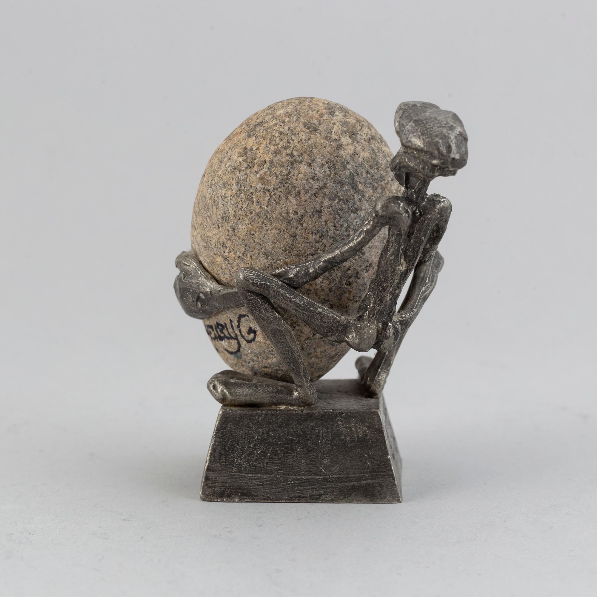 Henry Gustafsson, "Lyftet",  tenn och sten, Vimmerby, signerad, 1986.