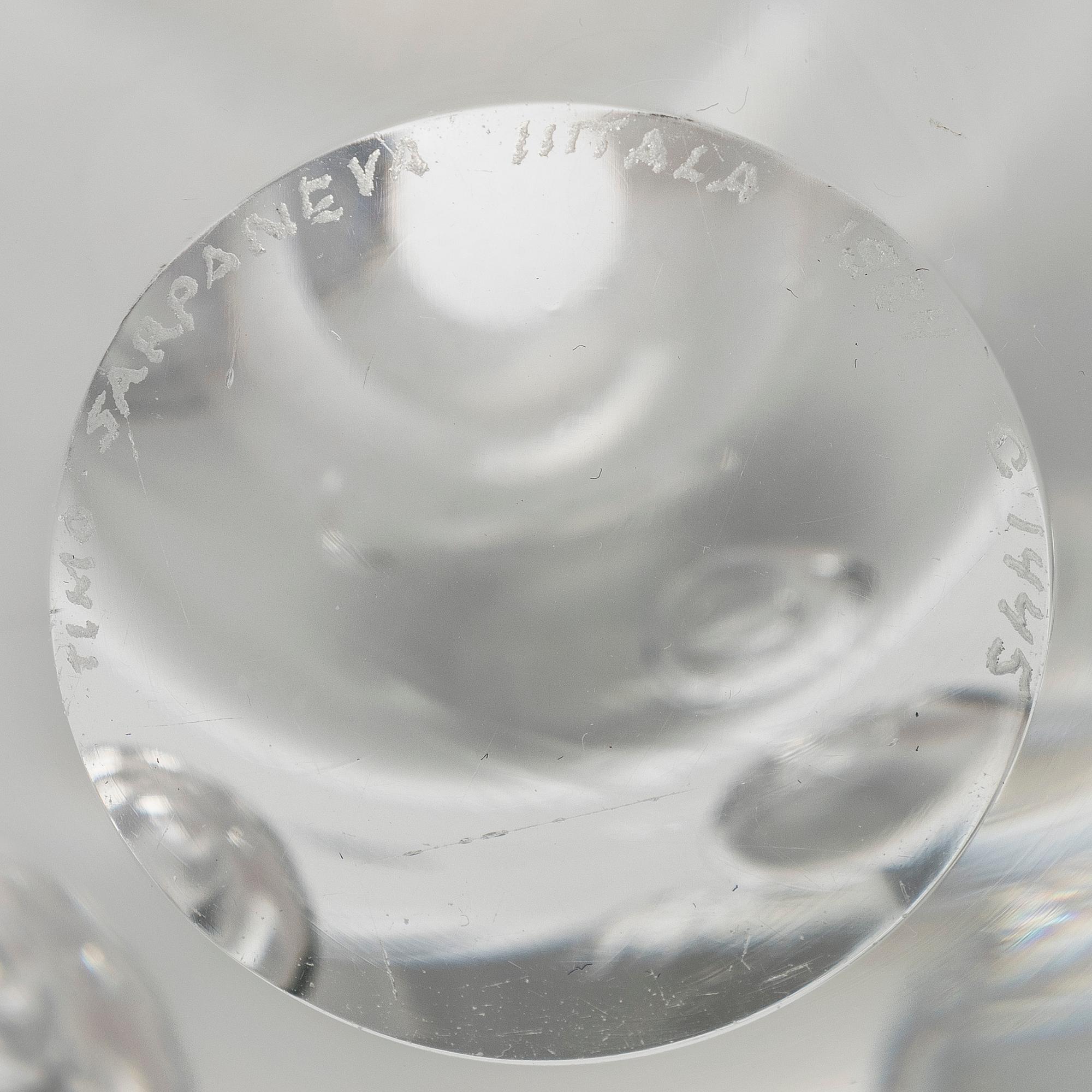 Timo Sarpaneva, lasiveistos, "Claritas" signeerattu Timo Sarpaneva Iittala 1984 C1445.