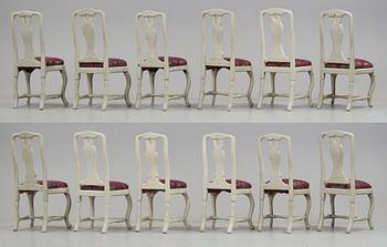 Twelve matched Swedish Rococo chairs, 18th century.