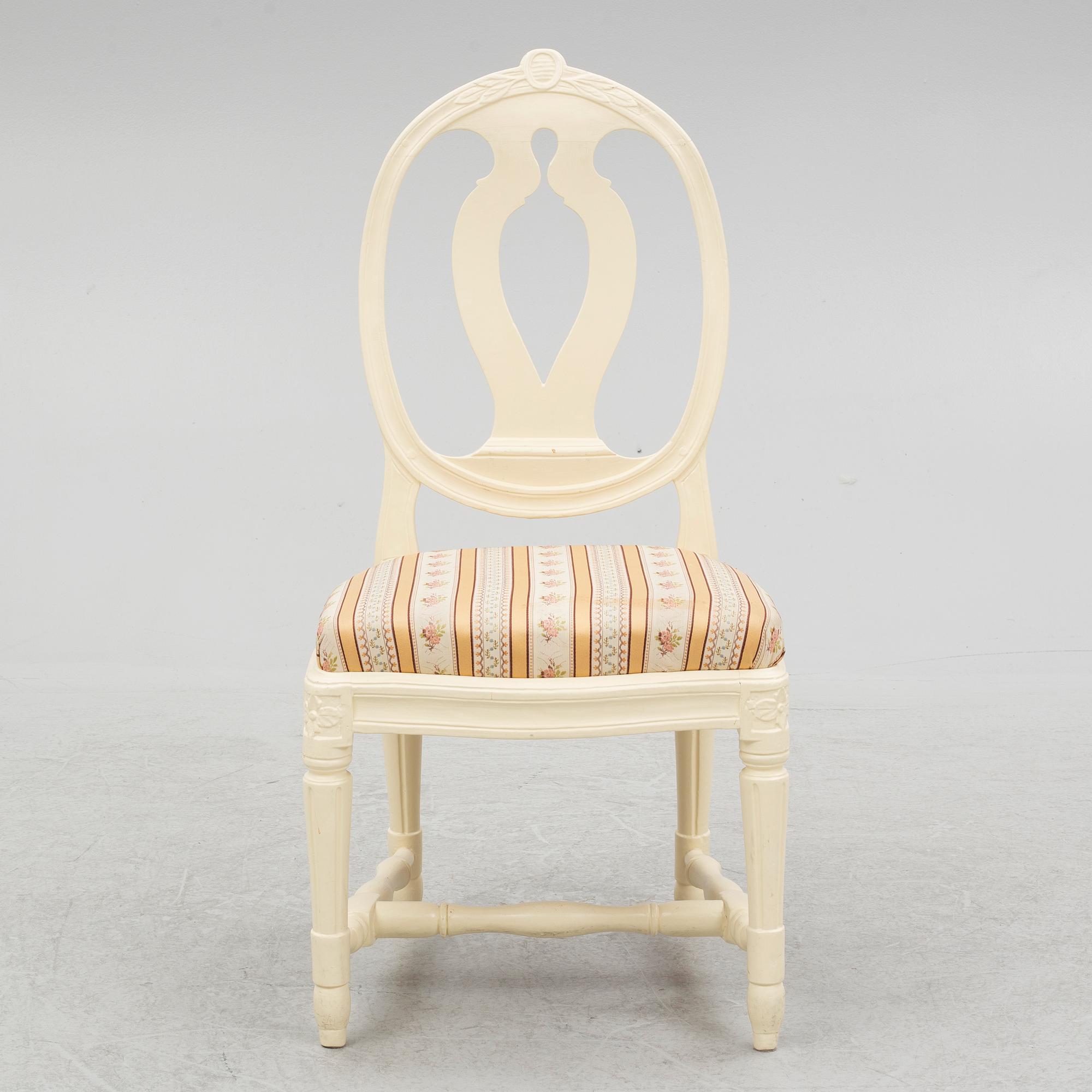 A set of four (2+2) Gustavian chairs, Stockholm, late 18th century.