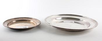 SERVERINGSFAT, 2 silver importstämplar, 2 nysilver.