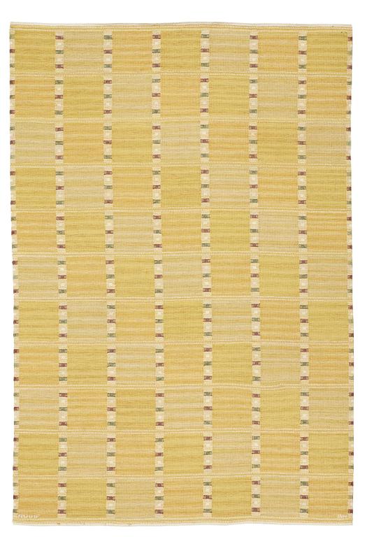 Barbro Nilsson, matto, "Falurutan gul", flat weave, ca 296,5-298 x 200,5-201,5 cm, signed AB MMF BN.