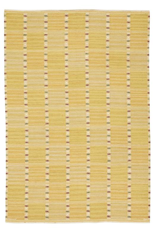 Barbro Nilsson, matto, "Falurutan gul", flat weave, ca 296,5-298 x 200,5-201,5 cm, signed AB MMF BN.