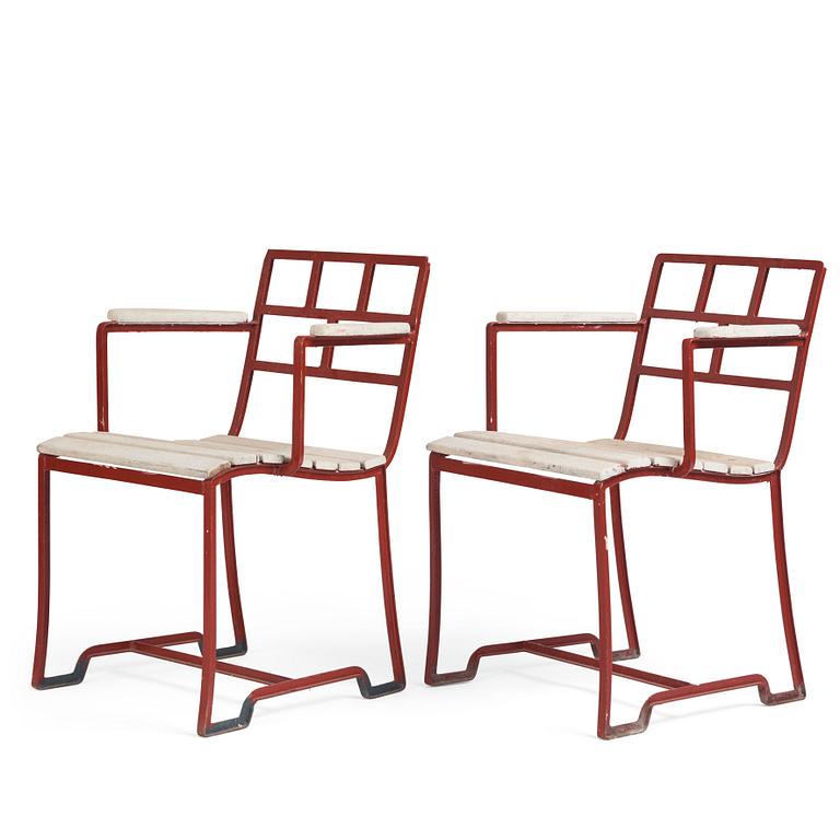 Carl Hörvik, a pair of garden chairs, possibly produced by Thulins vagnfabrik, Skillingaryd.