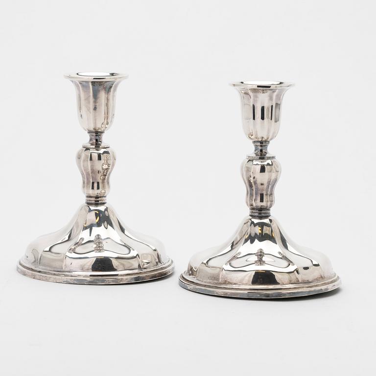 Candlesticks, a pair, Baroque style, silver, 20th century.