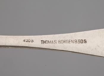 MATSKEDAR, 6 st, silver, Magnus Aase, Bergen, verksam 1876-1953. Total vikt ca 238g.