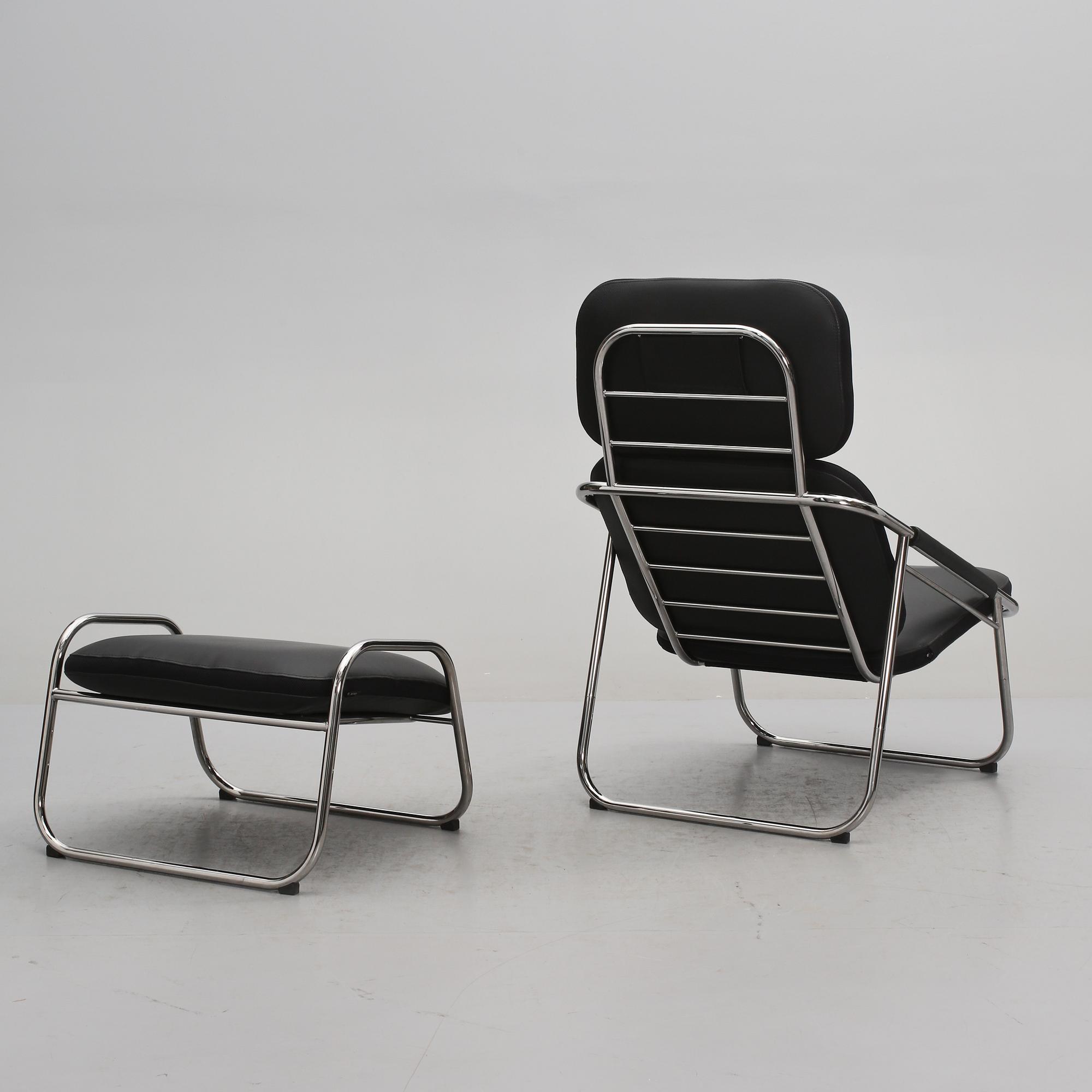 FÅTÖLJ samt  FOTPALL, "Supersport", Björn Dahlström, Dux, 2000-tal.