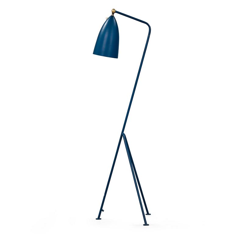 Greta Magnusson Grossman, a 'G-33' blue lacquered floor lamp, Bergboms, Malmö Sweden 1950's.