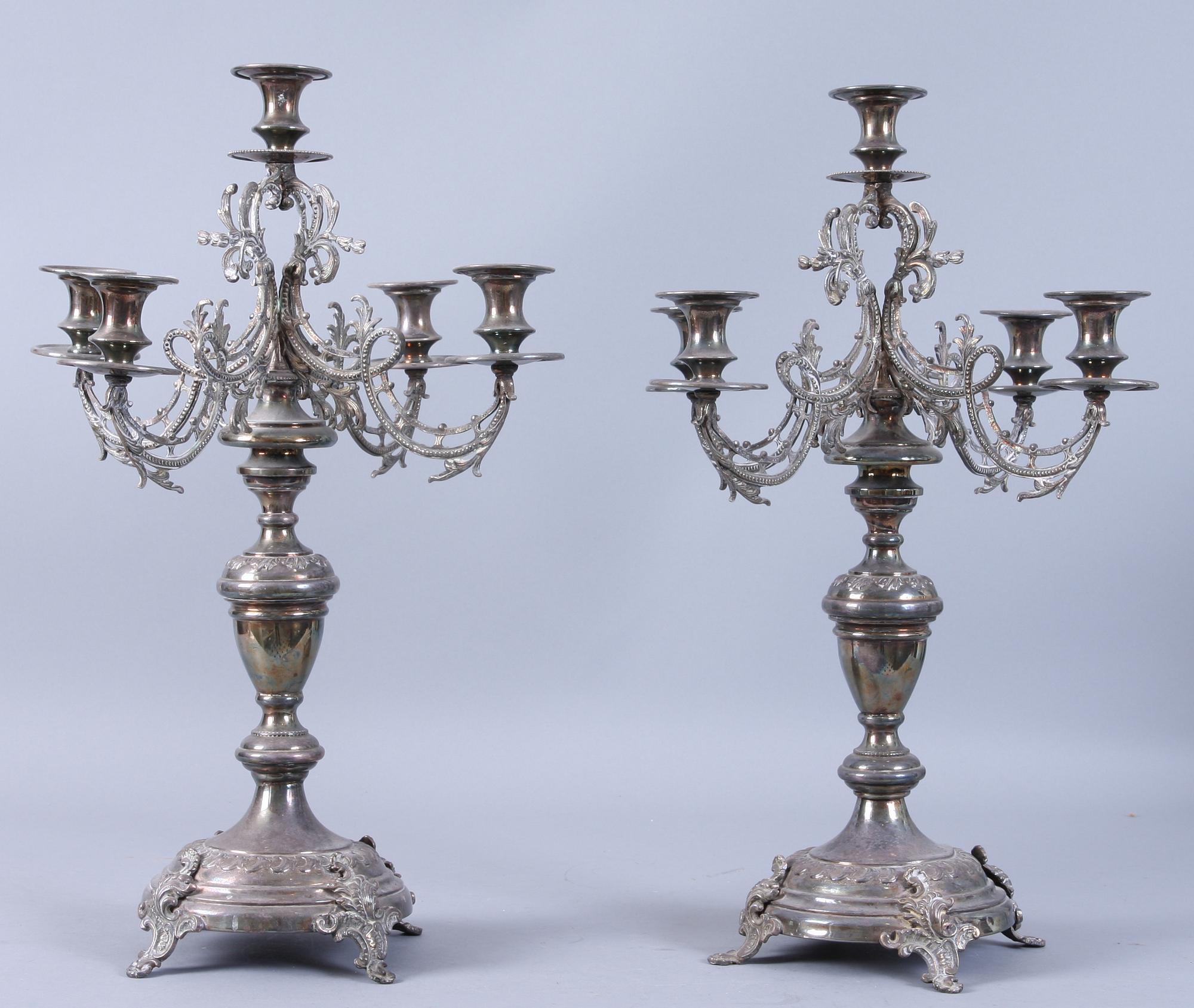 KANDELABRAR, ett par, nysilver, 1800-talets slut.