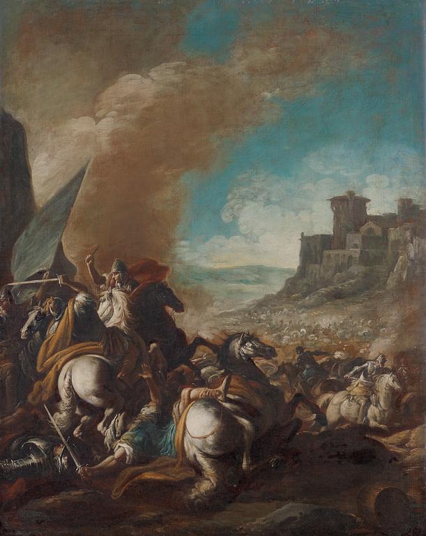 Hilario Mercani (Il spolverino), Battle scen by castle.