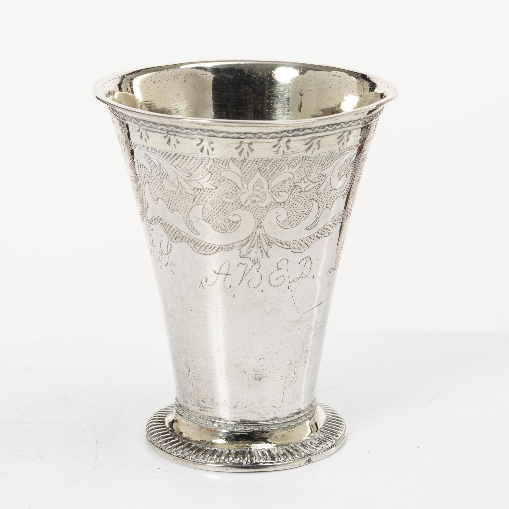 A Swedish Rococo silver beaker, mark of Elias Noreus, Östhammar 1760.