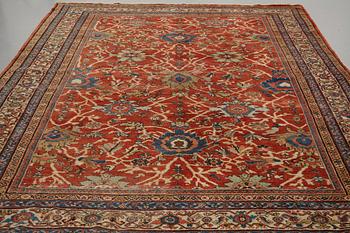 A carpet, an antique Mahal, Ziegler pattern, ca 371,5-374,5 x 265-266 cm (as well as a little flat weave at one end).