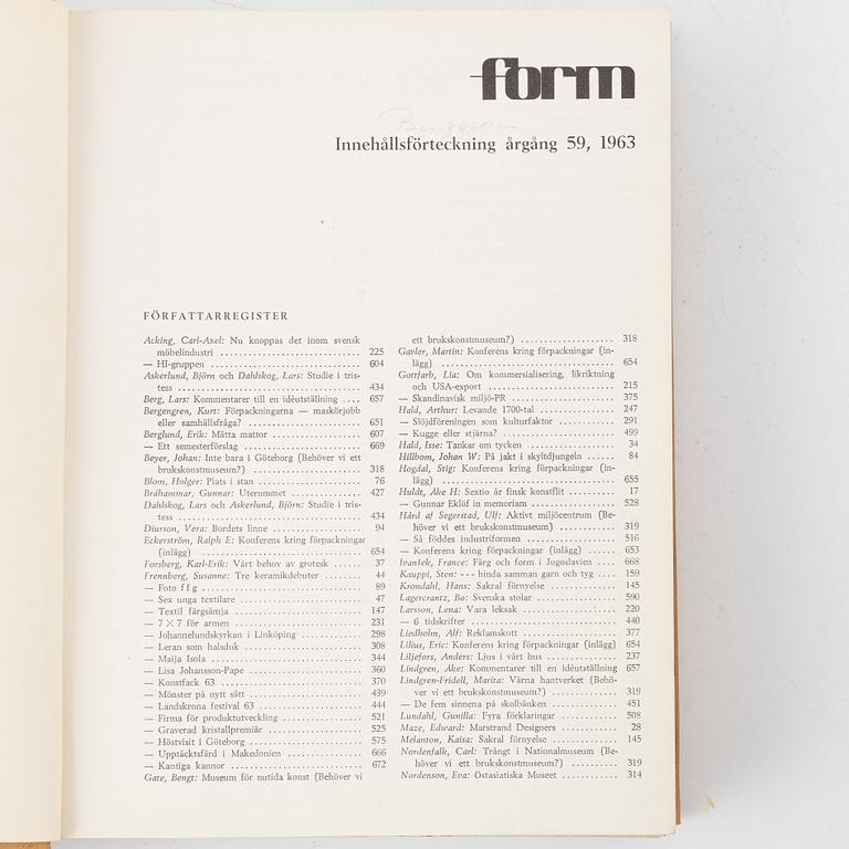 Svenska Slöjdföreningens Tidskrift, 9 band, 1955-1963.