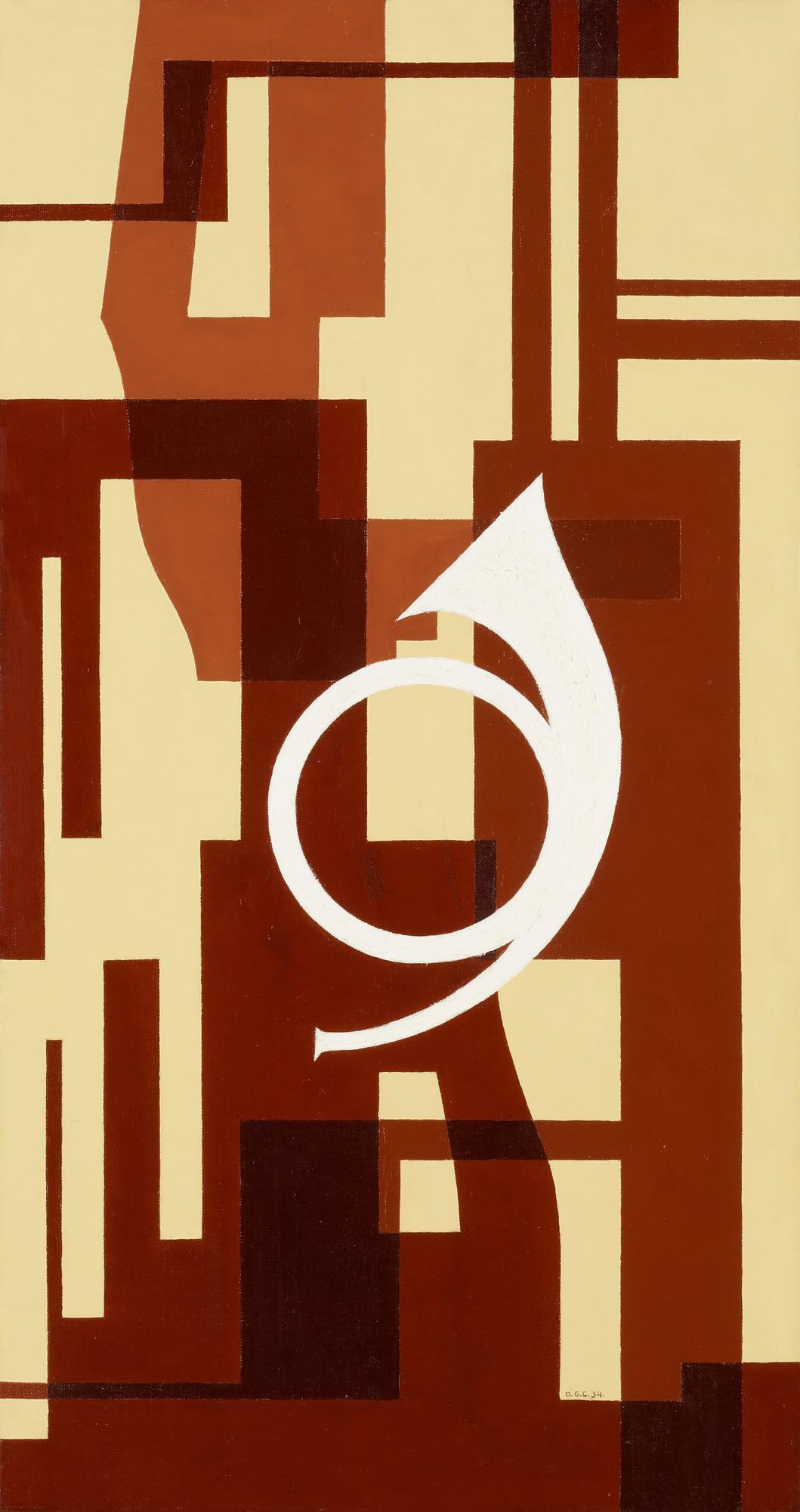Otto G Carlsund, "Fuga i brunt - projekt till väggmålning för musikrum" (Wallpainting For Musicroom).
