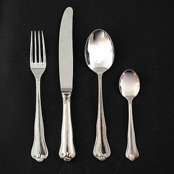 A silver set of table ware of 47 pcs by MEMA, from the late 20th century.