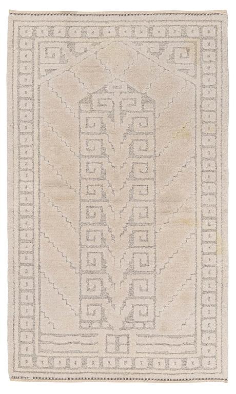 Märta Måås-Fjetterström, a 'Vita spetsporten' carpet, knotted pile in relief,  c. 218 x 119 cm, signed AB MMF,