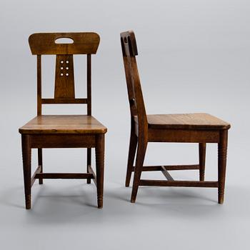 LOUIS SPARRE, A PAIR OF CHAIRS. The Student House (Helsinki) library chairs, for Iris factory, about 1900.