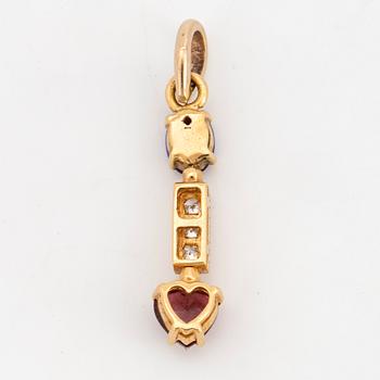 BULGARI, gold, brilliant-cut diamond, amethyst and tourmaline pendant.