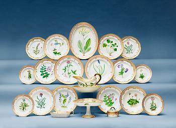 1377. A Royal Copenhagen 'Flora Danica' dinner service, Denmark, 20th Century. (56 pieces).