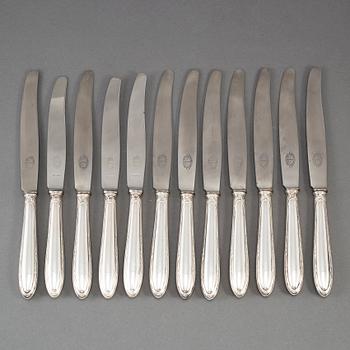 12 silver knives, 'Munvig', K Andersson, Stockholm 1920s.