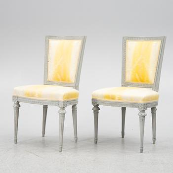 A pair of Gustavian chairs, by Erik Holm, Stockholm. (1734-1814), second half of the 18th century.