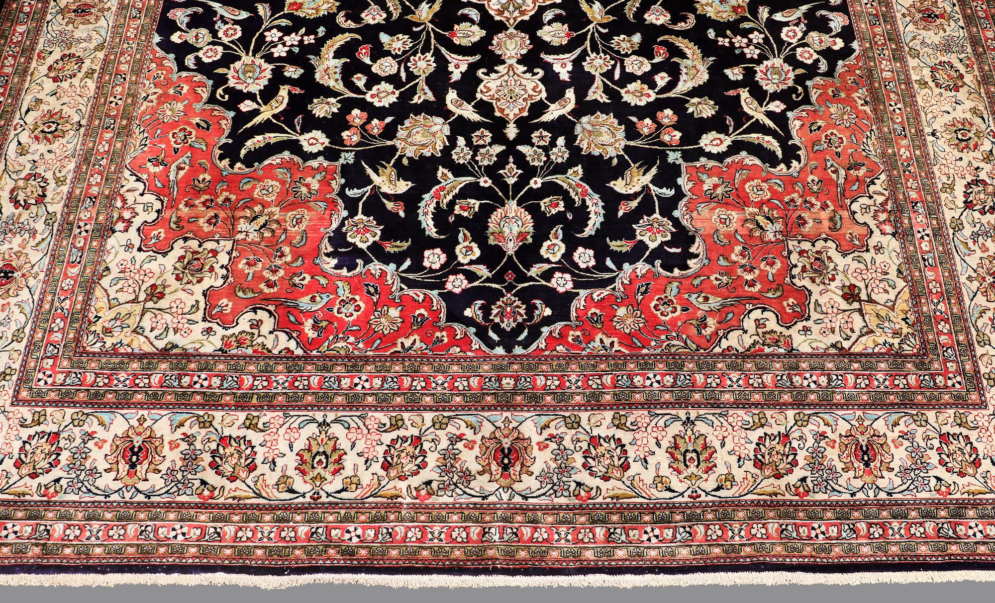 A CARPET, Figural silk Qum, signerad, 300 x 196 cm.