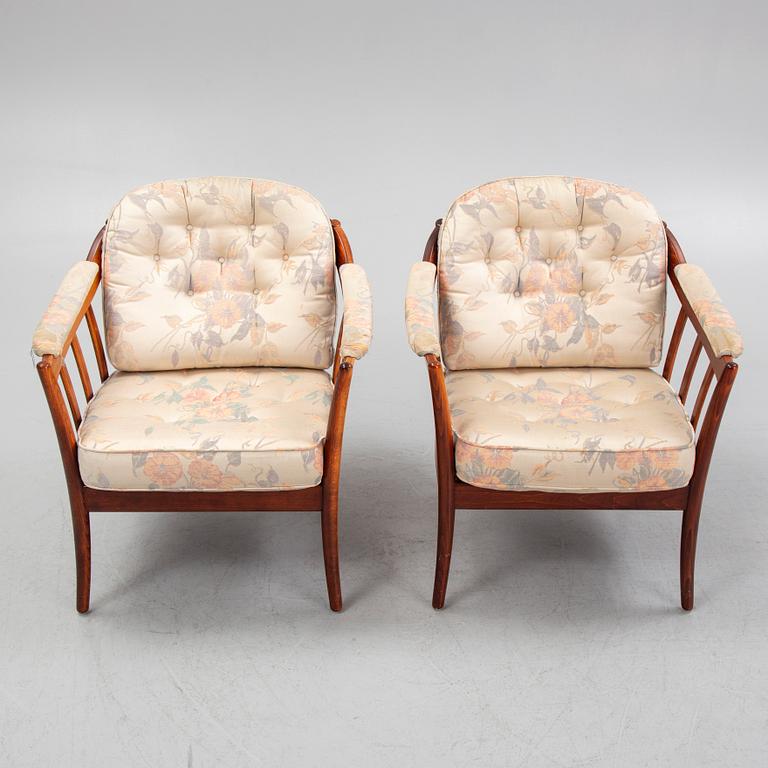 Armchairs, a pair, "Andorra," Bröderna Andersson, Ekenässjön AB, latter half of the 20th century.