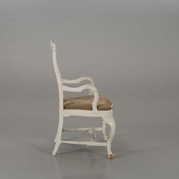 A Swedish rococo armchair mid 1700'.